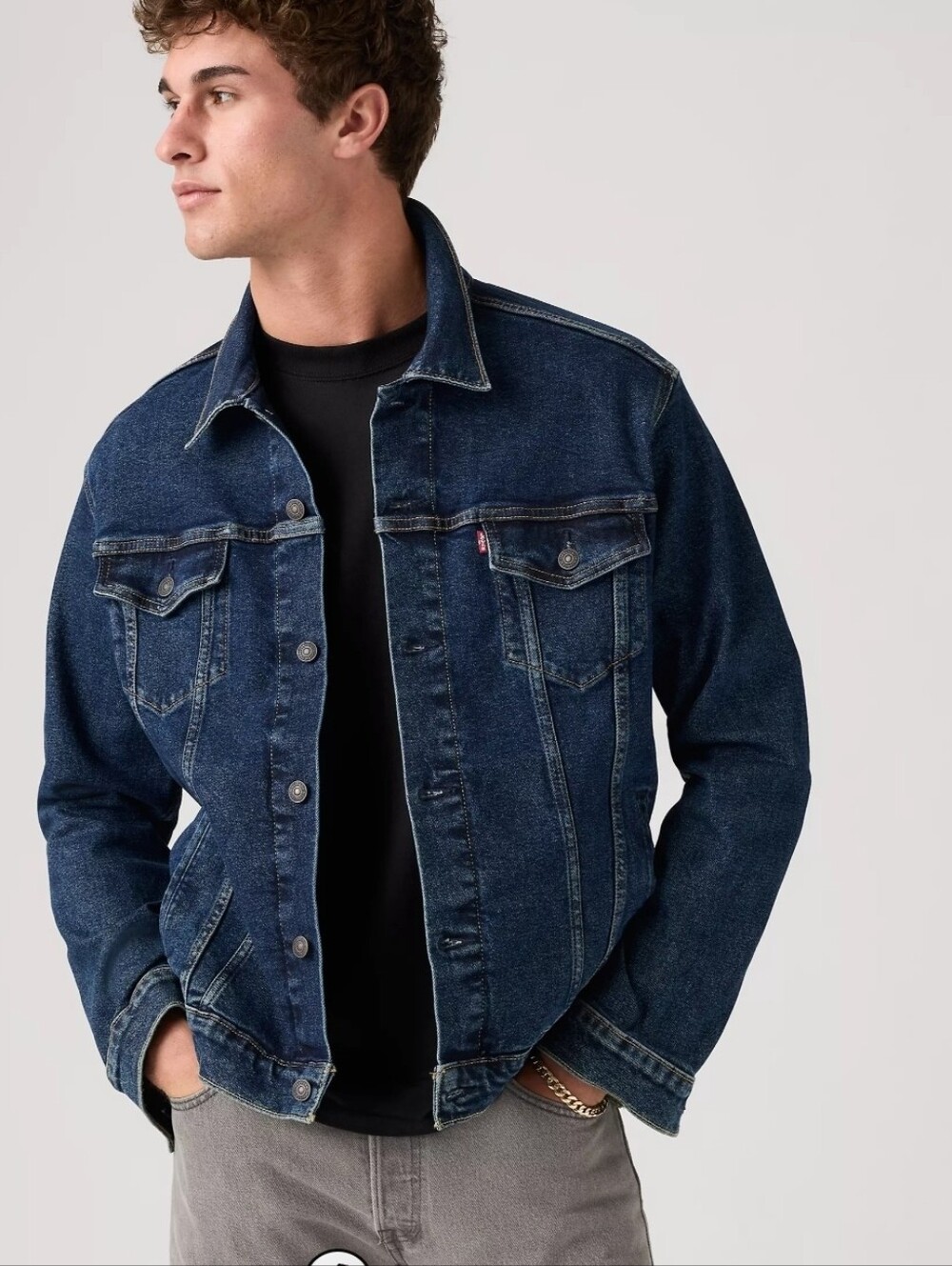 Levi's Men's Dark Blue Denim Trucker Jacket - Classic Trucker Style - Picture 1 of 9
